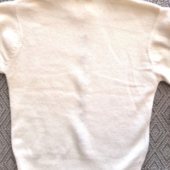 Vintage 80's cream lambswool sweater rose embroidery - Picture 7 of 11